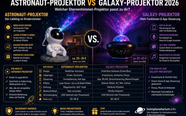Astronaut-Projektor vs Galaxy-Projektor 2026: was kaufen?