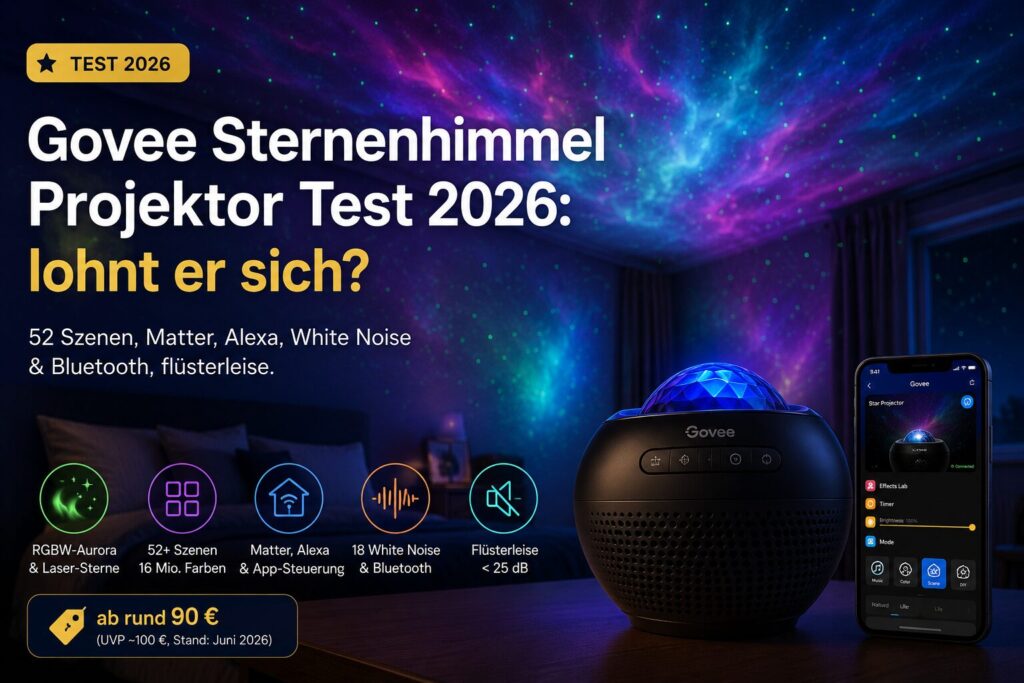 Govee Sternenhimmel Projektor mit Aurora-Nebel, Laser-Sternen und App-Steuerung im Test 2026